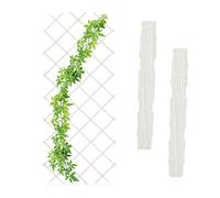 Relaxdays Extendable Trellis, Set of 3, 180 x 90 cm, Wood, Wall-Mounted, Climbing Support, for Plants & Flowers, White