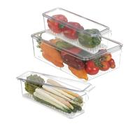 Relaxdays Set of 3 Fridge Organisers with Lids