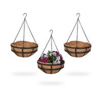 Relaxdays Set of 3 Hanging Baskets