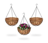 Relaxdays Set of 3 Hanging Baskets