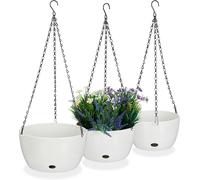 Relaxdays Set of 3 Hanging Baskets with Water Reservoir, in Three Sizes, Out- &