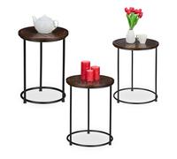 Relaxdays Set of 3 Mango Wood Tables