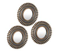 Relaxdays Set of 3 Mirrors, Gold/Black, 25 cm