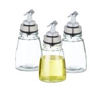 Relaxdays Set of 3 Refillable Glass Oil Bottles