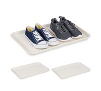 Relaxdays Set of 3 Shoe Trays 60 x 40 cm White