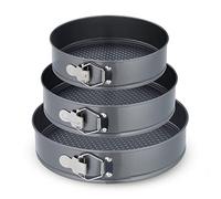 Relaxdays Set of 3 Springform Pans, Round Baking Forms, Ø 24, 26, 28 cm, Stainless Steel, Non-Stick Coating, Anthracite