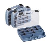 Relaxdays Set of 3 Storage Boxes for Hardware, Tool Case for Small Parts, Organiser for Screws & Nails, 6x32x26 cm, Grey