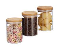 Glass storage jars 600 ml Glass Canisters Airtight Jars Bamboo Lid Jars Natural