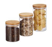 Relaxdays Set Of 3 Storage Jars in Diff. Sizes