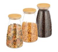Relaxdays Set of 3 Storage Jars with Lids 1400 ml