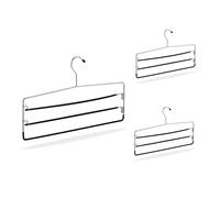 Relaxdays Set of 3 Trousers and Skirts Hangers, Non-Slip, Space-Saving, Wardrobe Organisation, 25 x 40 x 1.5cm, Silver