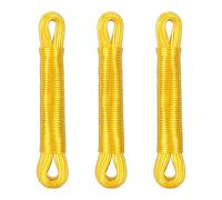 Relaxdays Set of 3 Washing Lines, 20 m, Laundry Cord with Polyester Core, PVC, Extra Strong, Indoors & Outdoors, Yellow