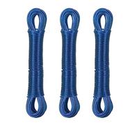 Relaxdays Set of 3 Washing Lines, 20 m Long, Laundry Cord with Steel Core, PVC, Extra Strong, Indoors & Outdoors, Blue