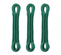 Relaxdays Set of 3 Washing Lines, 20 m Long, Laundry Cord with Steel Core, PVC, Extra Strong, Indoors & Outdoors, Green