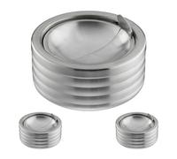 Relaxdays Set of 3 Windproof Ashtrays, Hinged Lid, Stainless Steel, Outside & Inside, HWD: 7 x 11.5 x 11.5 cm, Silver
