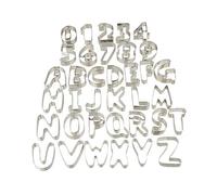 Relaxdays Set of 36 Cookie Cutters, Letters & Numbers Biscuit Moulds, Steel, Silver