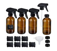 Relaxdays Set of 4 Amber Glass Spray Bottles