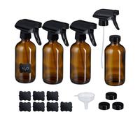 Relaxdays Set of 4 Amber Glass Spray Bottles