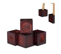 Relaxdays Set of 4 Bamboo Bed Risers, Furniture Elevators, Adjustment Blocks, 9.4 cm, Dark Brown