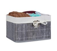Relaxdays Set of 4 Bamboo Storage Basket Grey