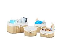 Relaxdays Set of 4 Bamboo Storage Baskets