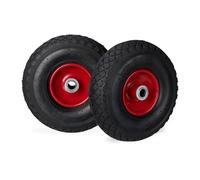 Relaxdays Set of 4 Barrow Tyres 3.00-4 Black/Red