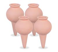 Relaxdays Set of 4 Clay Globes, Houseplants & Flowerbeds, Automatic Watering, Ceramic, Vacation & Office, Terracotta