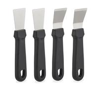 Relaxdays Set of 4, Clean Surfaces, HWD: 17.5 x 4 x 1.5 cm, Stainless Steel Oven Scraper, Black/Silver, 70% Plastic 30%