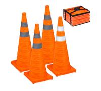 Relaxdays Set of 4 Collapsible Safety Cones 70 cm