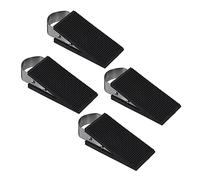 Relaxdays Set of 4 Door Wedges, Doorstop, Non-Slip, No Slamming, HWD: 3 x 5 x 12.5 cm, Rubber & Stainless Steel, Black
