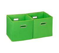 Relaxdays Set of 4 Fabric Storage Boxes Green