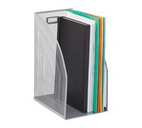 Relaxdays Set of 4 File Organisers, Standing, Mesh Design, Magazine, Office & Home, 32 x 16 x 24.5 cm, Metal, Silver