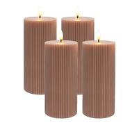 Relaxdays Set of 4 Flameless Wax Candles with Flickering Flame, Dusty Pink, 18x7.5x7.5 cm
