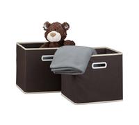 Relaxdays Set of 4 Folding Boxes Brown