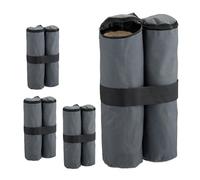 Relaxdays Set of 4 Gazebo Sandbags, Oxford Fabric, Filling with Sand, Weights for Party Tents, 40 x 42 x 1.5 cm, Grey, Polyester