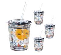 Relaxdays Set of 4 Glass Cups Sport Design