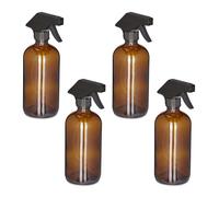 Relaxdays Set of 4 Glass Spray Bottles Brown 500ml