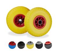 Relaxdays Set of 4 Hand Truck Rim Tyres Yellow/Red