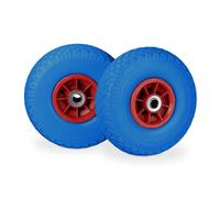Relaxdays Set of 4 Hand Truck Tyres Blue/Red