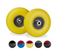 Relaxdays Set of 4 Hand Truck Tyres Yellow/Grey