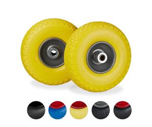 Relaxdays Set of 4 Hand Truck Tyres Yellow/Grey