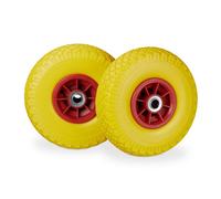 Relaxdays Set of 4 Hand Truck Tyres Yellow/Red