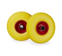 Relaxdays Set of 4 Hand Truck Tyres Yellow/Red