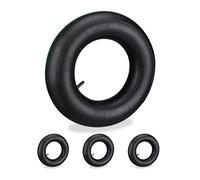 Relaxdays Set of 4 Inflatable Tyres, 4.00-8", Replacement Hose, Wheelbarrow & Handcart, Rubber, Black, 40 x 40 x 10 cm