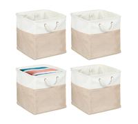 Relaxdays Set of 4 Linen Storage Baskets