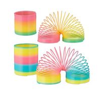 Relaxdays Set of 4, Magic Spring, Rainbow Slinky, Stair Runner, for Children, 90s Toy, PVC, Colourful, 10 x 8.5 x 8.5 cm