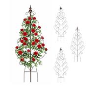 Relaxdays Set of 4 Metal Heart & Fleur-de-Lis Trellises, Climbing Plant Supports, 100 x 40 cm, Brown