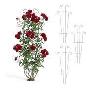 Relaxdays Set of 4 Metal Trellises for Garden & Containers, 82x31 cm, Black