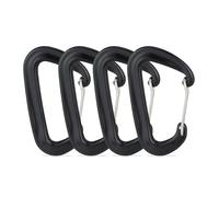 Relaxdays, Set of 4, Outdoor Heavy Duty Carabiner Clips, up to 1700 kg, Backpack, Hammock, Aluminium, Black, 8 x 5 x 1 cm