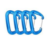 Relaxdays, Set of 4, Outdoor Heavy Duty Carabiner Clips, up to 1700 kg, Backpack, Hammock, Aluminium, Blue, 8 x 5 x 1 cm